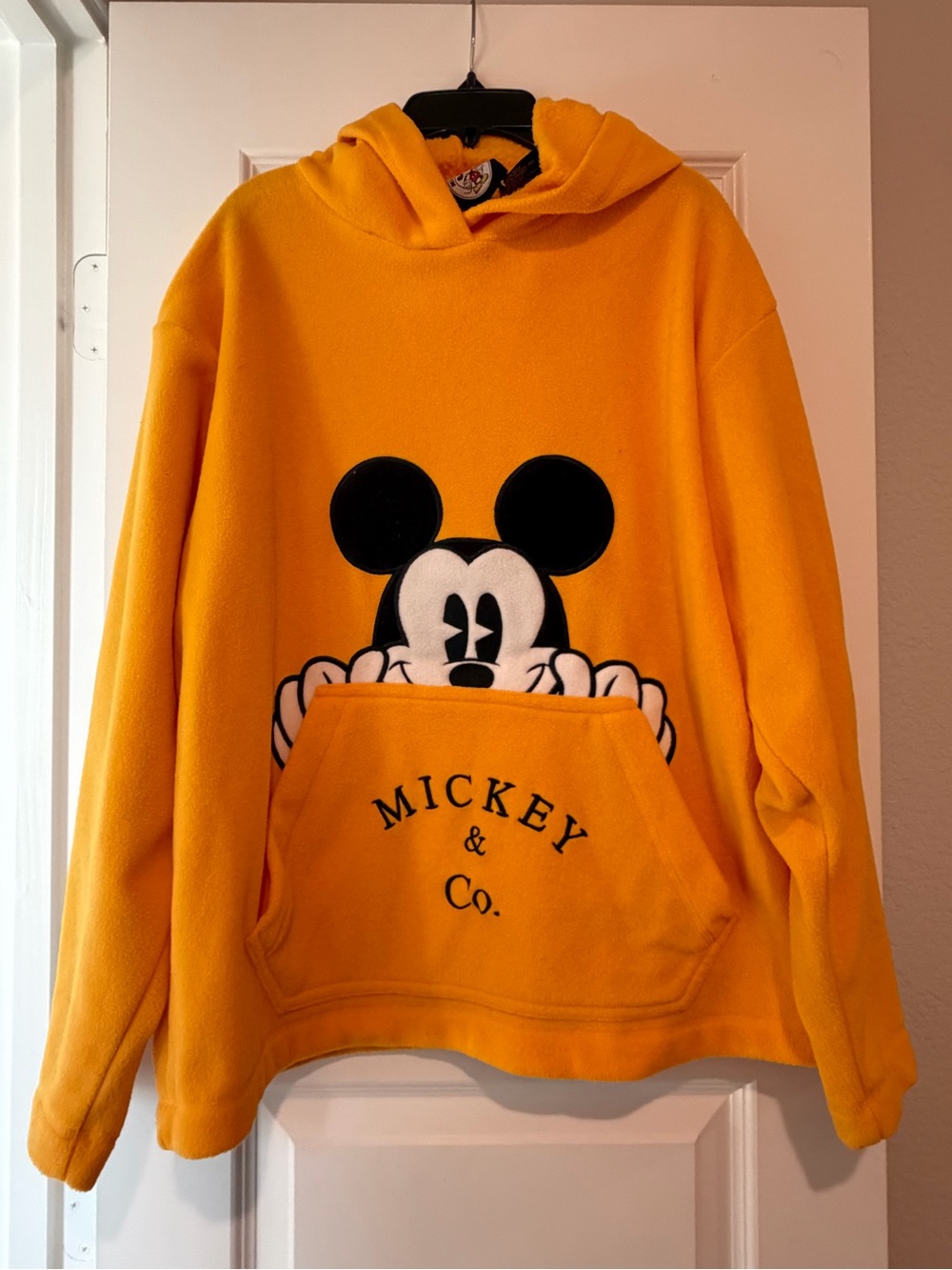 Vintage 90s Disney Mickey & Co. Yellow Fleece Hoodie Mickey Mouse Unisex Large